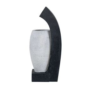 10x8x23" Black & White Vase Design Water Fountain with Light
