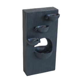 16.5x9.8x31.9" 4 Tier Minimalist Water Fountain with Light Black