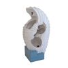 17x10x32" White Abstract Water Fountain with Blue Base & Light
