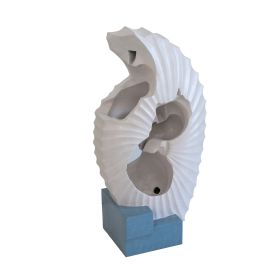 17x10x32" White Abstract Water Fountain with Blue Base & Light