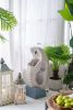17x10x32" White Abstract Water Fountain with Blue Base & Light