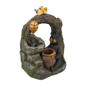 19x12x23" Lighted Two-Tiered Woodland Animal Water Fountain