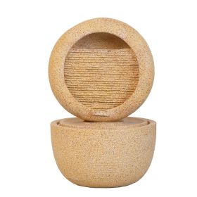 21.7x21.7x34.3" Cement Round Water Fountain with Light