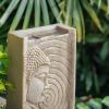 9x6.5x14" Tabletop Buddha Water Fountain with LED Light