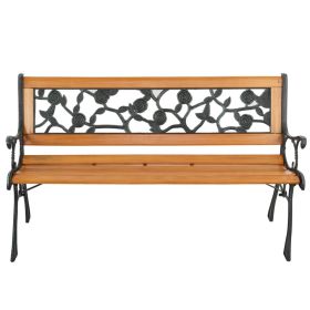 49" Cast Iron & Hardwood Rose Style Garden Bench