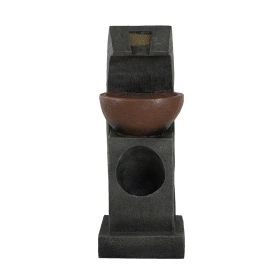 9x9x24" Black & Brown Column / Basin Water Fountain with Light