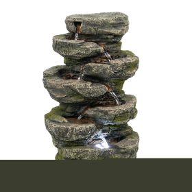 9x5x14" 7-tier Tabletop Cascading Rock Water Fountain
