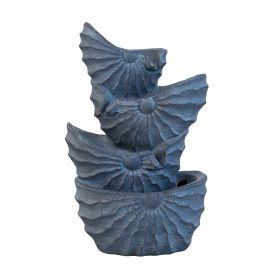 13x9x22" 4 Tier Blue Nautilus Shell Water Fountain with Light