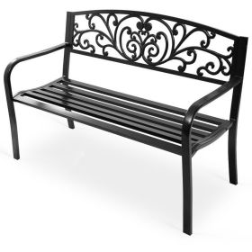 50" Cast Iron Steel Frame Patio Park Bench