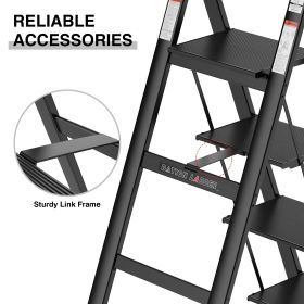 300lbs Aluminum Step Ladder With 4 Wide Platform Steps