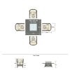Wicker 4-Seat Rattan Dining Set with Square Gas Firepit Table