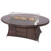 7-Piece Patio Wicker Dining Set with Gas Fire Pit Table