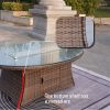 7-Piece Patio Wicker Dining Set with Gas Fire Pit Table