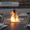 Direct Wicker 9 Piece Patio Set with Round Table Gas Fire Pit