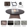 Direct Wicker 9 Piece Patio Set with Round Table Gas Fire Pit